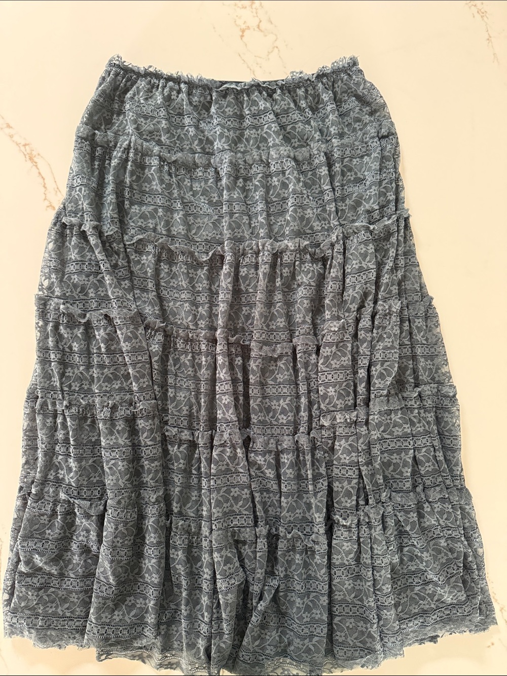 Max Studio Charcoal Lace Tiered Maxi Skirt